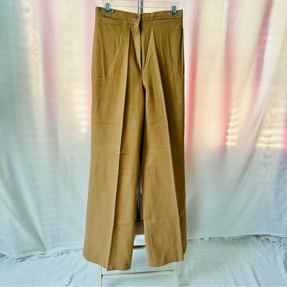Vintage Tan Wool Trousers by Bronson of California High Waist 26”waist Flare Leg - Picture 2 of 10